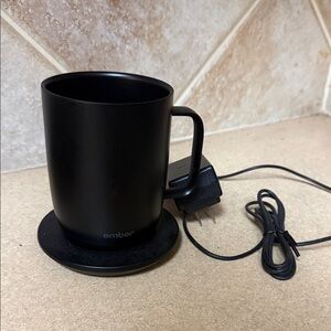 Ember Black Ceramic Temperature Control Mug with Charging Coaster